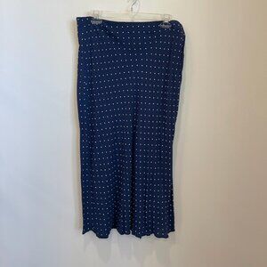 Madewell Blue Maxi Skirt Women's Sz 14 Polka Dot White Elastic Waist NWT Long